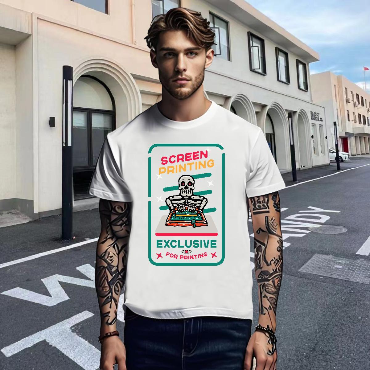 High Quality T shirt 100% Cotton 230g skull Daily Outfit Plus Size Cartoon Breathable Short Sleeve Men Tshirts Factory Direct Wear