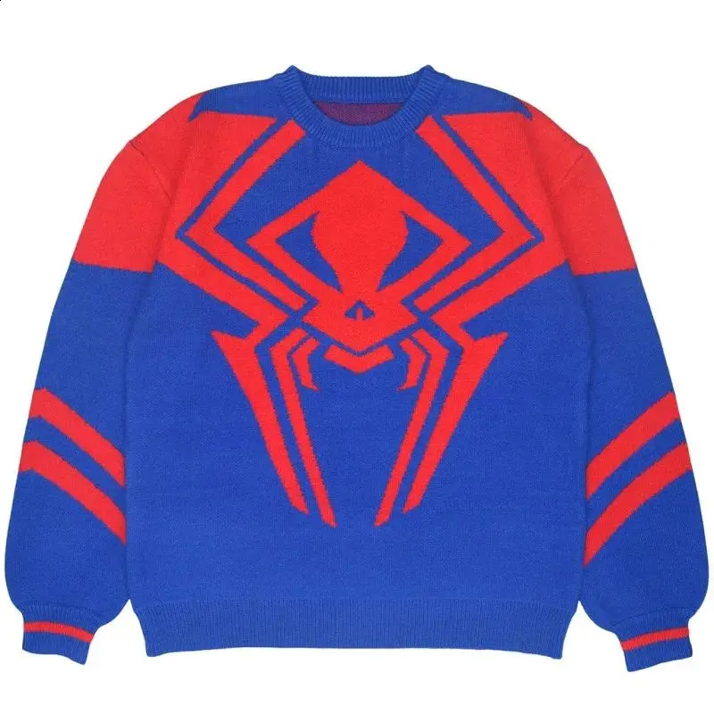 Spider Knitted Sweater Retro Trend Gothic Pullover Fashion Hip Hop Rock Warm Loose Mens Wear Y2kTops 240826