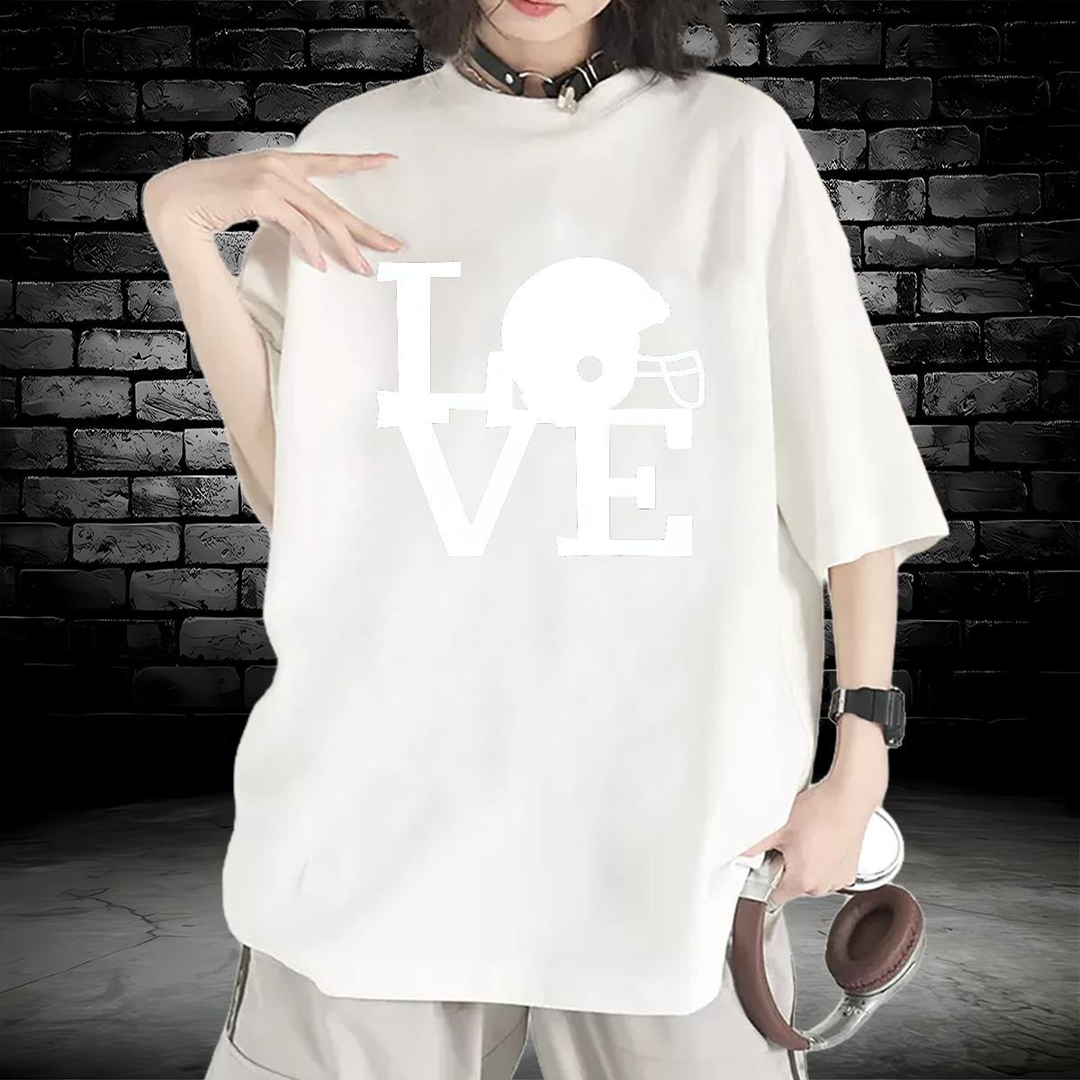 Comfortable Couples T Shirts 230g Pure Cotton letter Casual Women T Shirts Breathable Crew Neck Graphic Tops Tees
