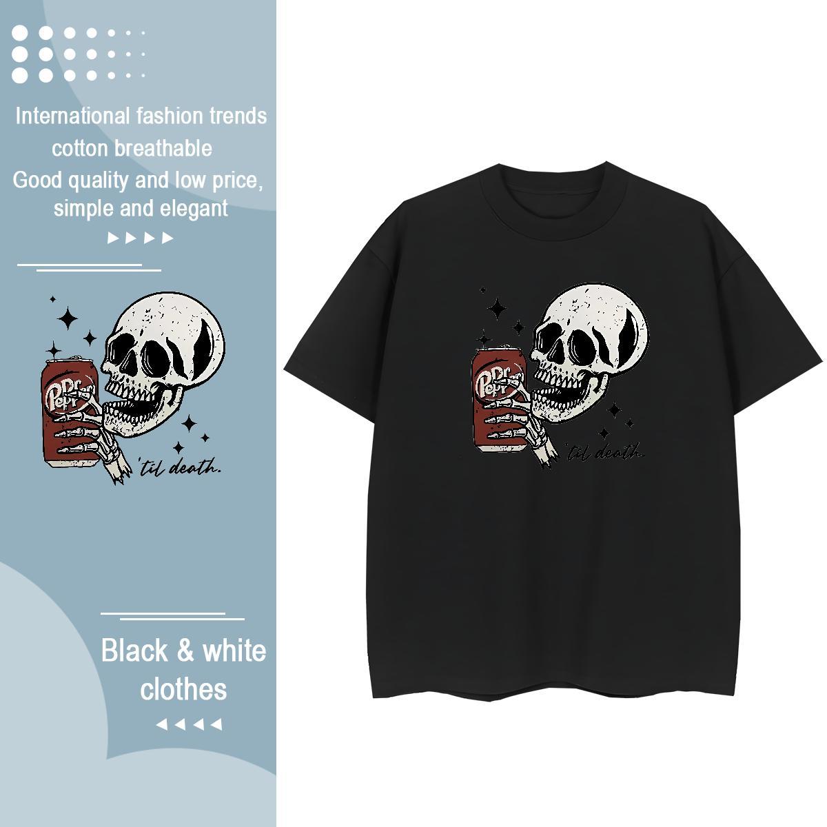 Wholesale T-Shirts for Men 230g Cotton skull Sports Casual DIY Breathable Soft Men Tshirts Designer Top Tees