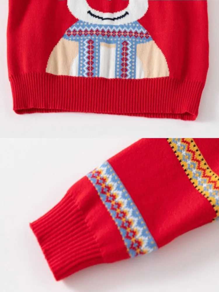Childrens sweaters with cartoon deer print casual loose zipper knitting childrens girls and boys sweaters Christmas party costumes New Years giftsW240