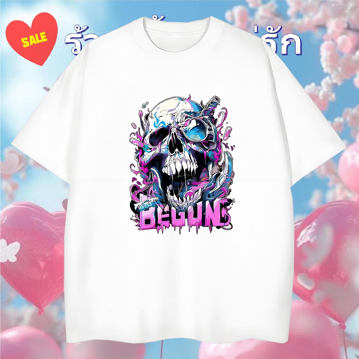 Cool Design Man T Shirts 230g 100% Cotton skull Casual Beach DIY Logo Oversized Breathable Short Sleeve Men Tops Tees Fashion Casual Wear