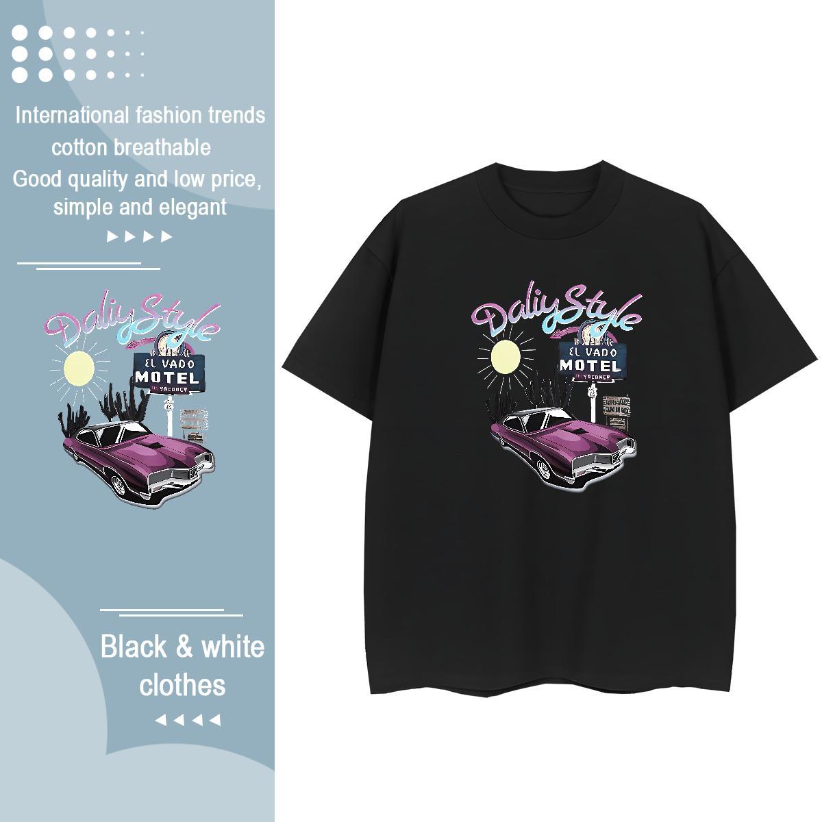 Popular Man T Shirts 230g 100% Cotton car Beach Custom Anime Breathable Soft Men Clothes T-Shirt Classic Casual Clothings
