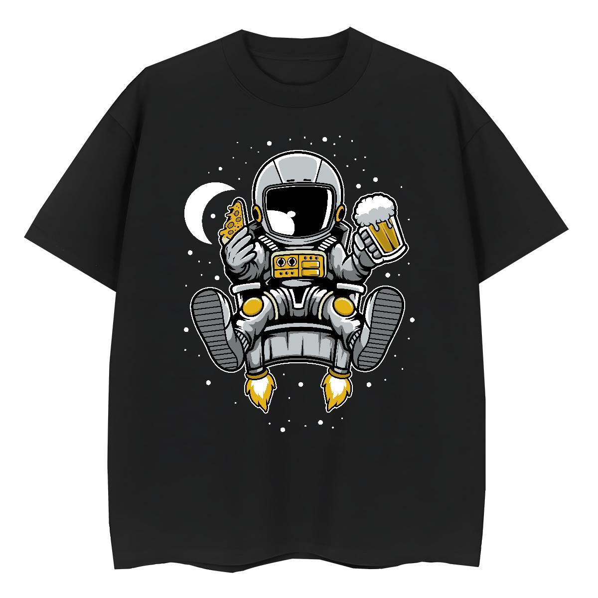 Loose Women Tees 100% Cotton 230g universe High Street Hip Hop T Shirt For Woman Breathable Cartoon Printing L-4XL Top Shirts