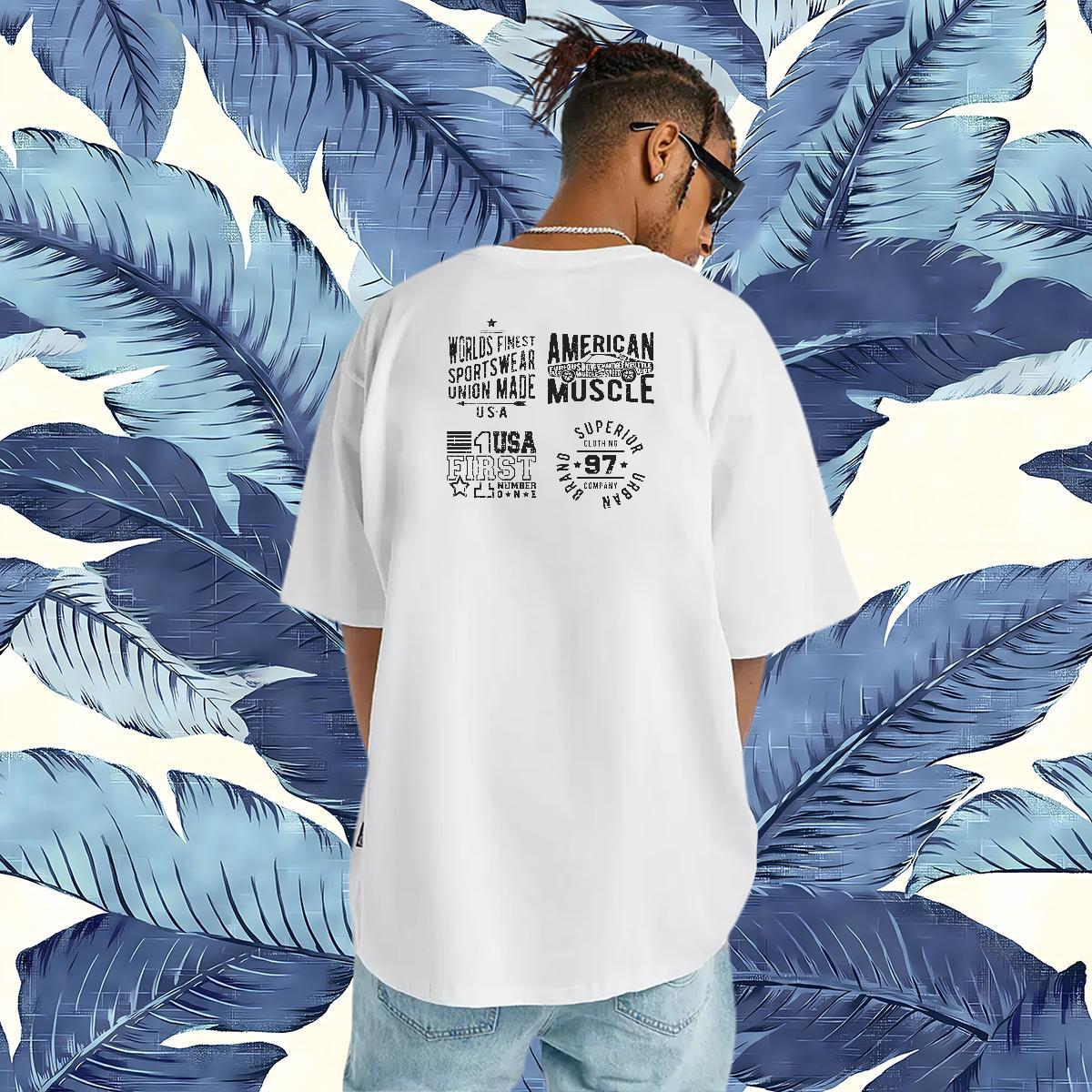 High Quality Mens T Shirts 230g Cotton letter Casual Beach Customized Print Short Sleeve O-Neck Men Tees Fashion Casual Polos