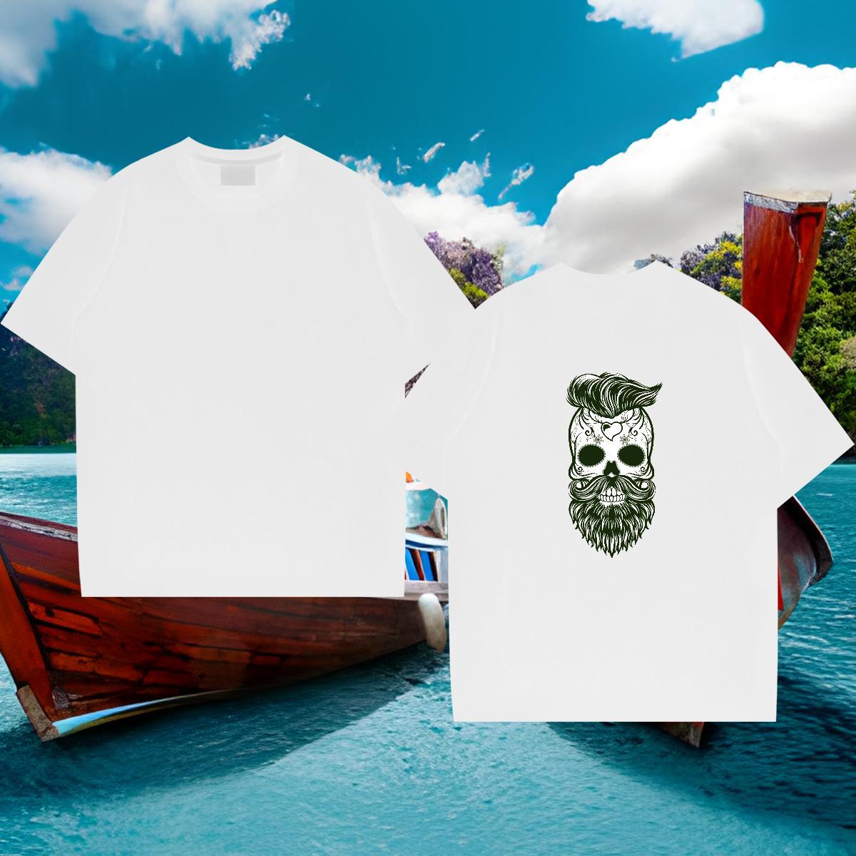 Popular T Shirt For Man 230g 100% Cotton skull Daily Outfit Customized Print Crew Neck Tshirts Classic Casual Polos