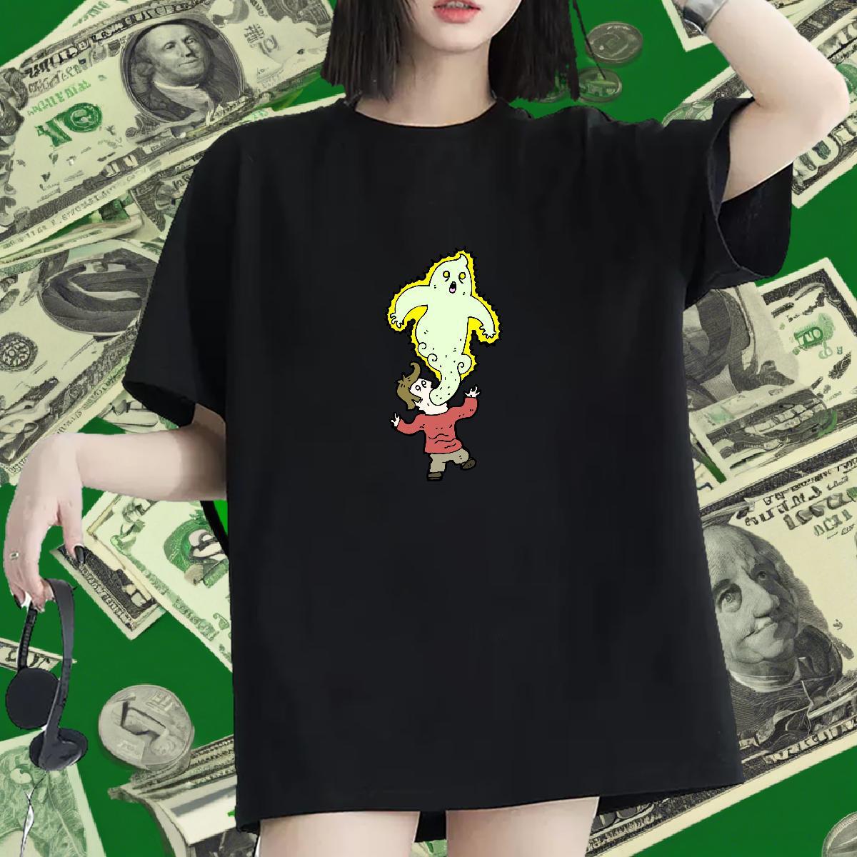 Soft Lady T shirt 230g 100% Cotton painting Spring Summer T-Shirts for Women Breathable Soft Floral Print Tops Tees