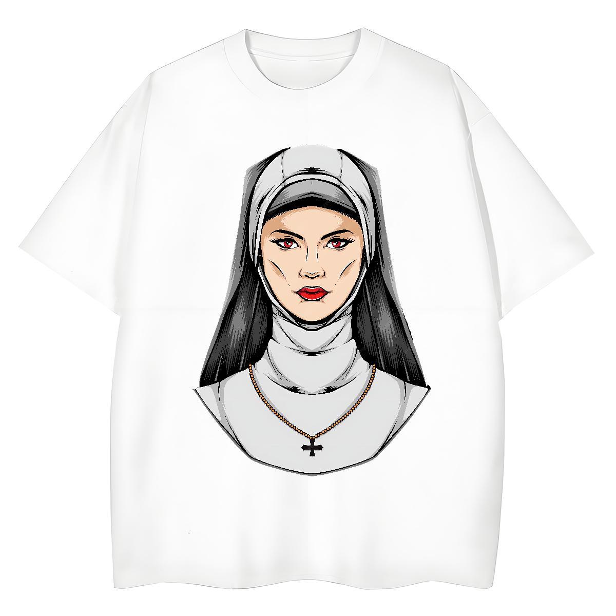 Nice Women Tees 230g Pure Cotton nun Casual Sport Women T Shirts Breathable Crew Neck Plus Size Cartoon Clothings