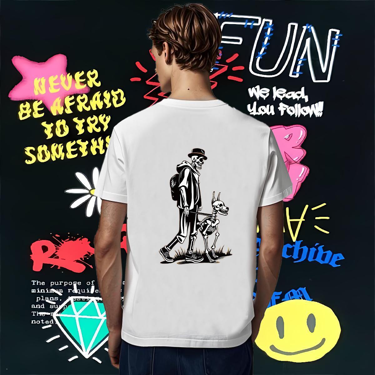 Soft T-Shirts for Men 230g Pure Cotton skull Sports Casual Oversized Round Neck Short Sleeve Mens Tshirts Classic Tops Tees