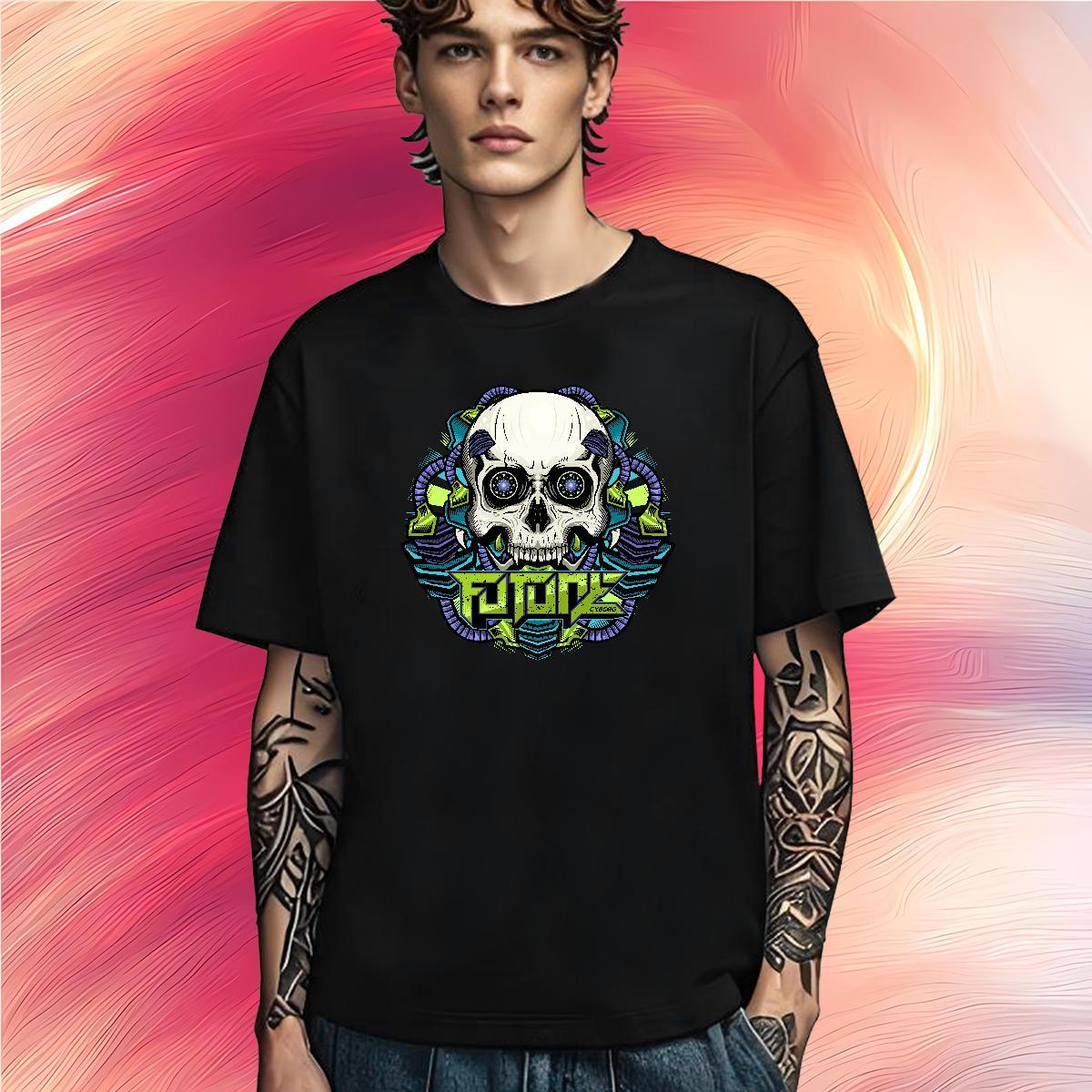 Popular T-Shirts for Men 230g 100% Cotton skull Daily Outfit Skull Breathable Crew Neck Men Tees Casual New Clothes
