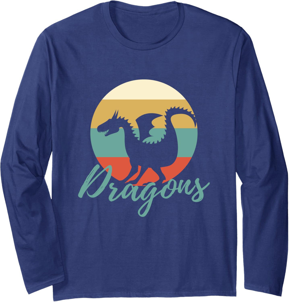 Long Sleeve Shirts for Men sweatshirt Retro Vintage Fierce Dragons Mythical Funny Gift Long Sleeve Tee Streetwear Casual tops clothes