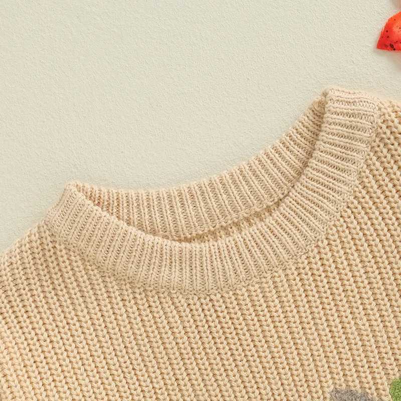 Baby girl boy knitted long sleeved autumn winter sweater letter pumpkin flower casual top childrens Halloween costume 0-3YW240824