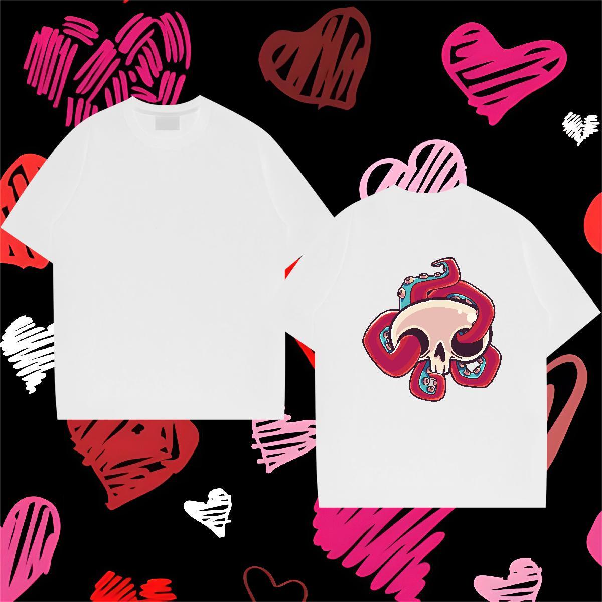 Popular T-Shirts 230g Pure Cotton skull Sports Casual DIY Breathable Short Sleeve Men Tops Tees Brand Tee Shirt