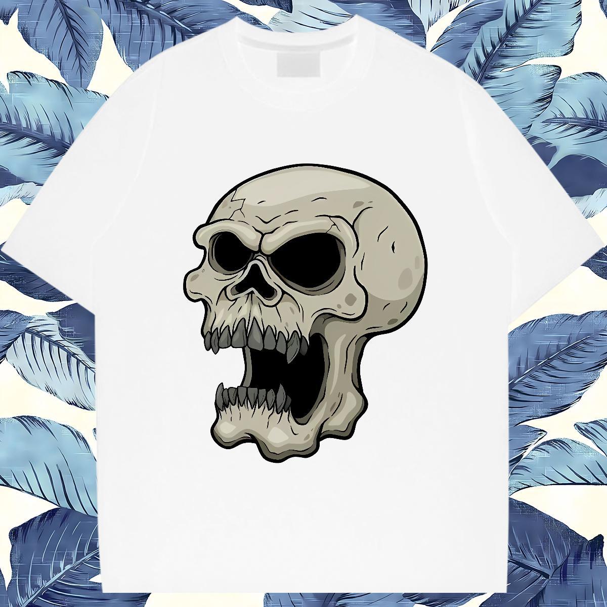 Free Shipping T shirt 100% Cotton 230g skull Casual Beach DIY Printed Breathable Mens Tshirts 2024 Wear