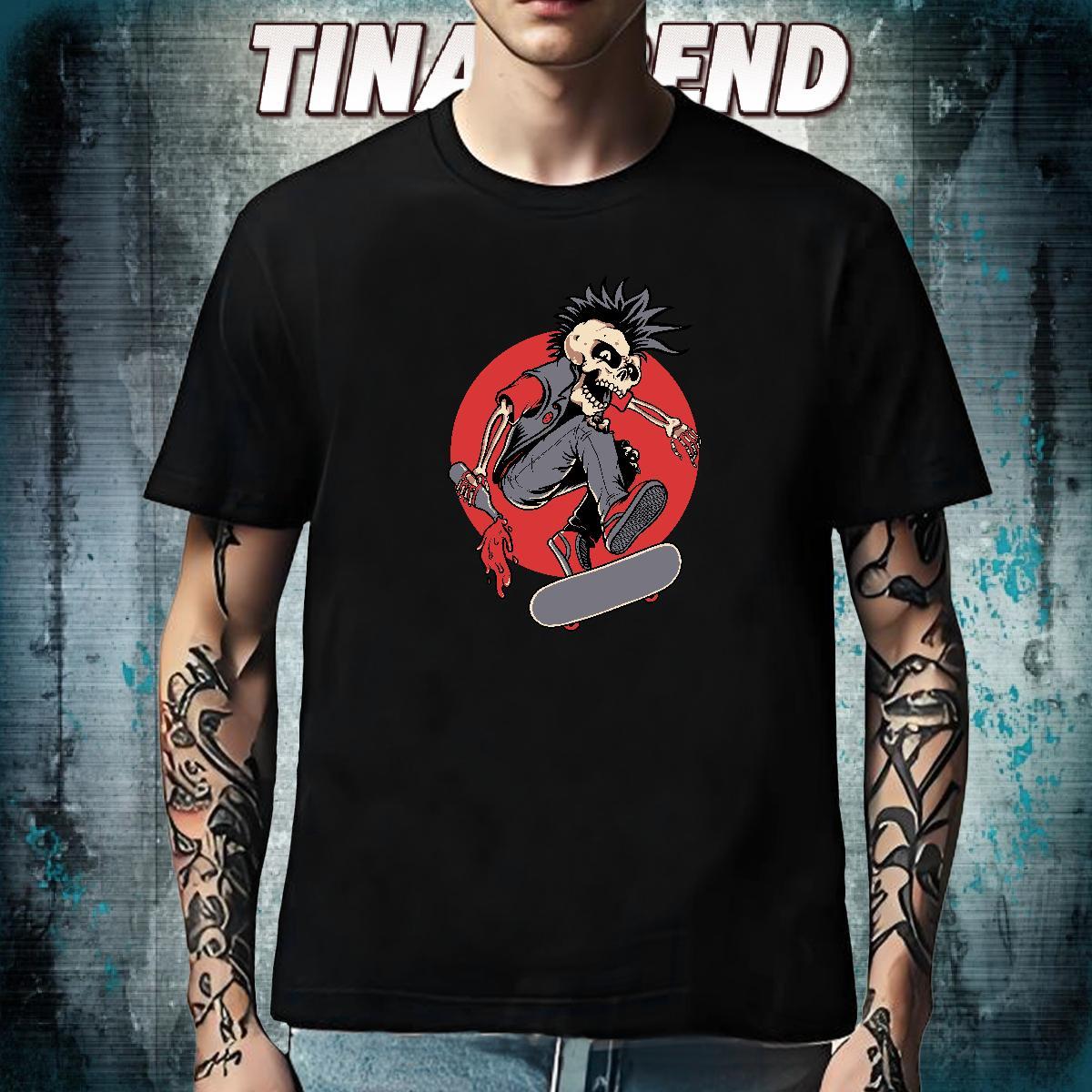 High Quality T Shirt For Man 230g Cotton skull Street Casual Customized Print Breathable Soft Men Tshirts DIY Customized Clothes