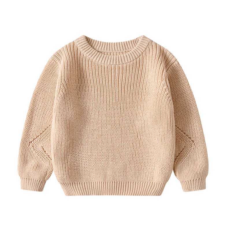 Baby boys and girls long sleeved solid color sweater autumn and winter baby boys and girls knitted childrens sweaterW240824