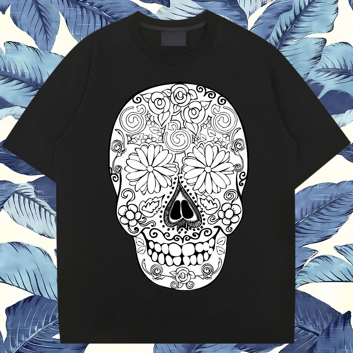 Comfortable T-Shirts 230g Cotton skull Outdoor Customized Round Neck Short Sleeve Men Clothes T-Shirt Factory Direct Tees