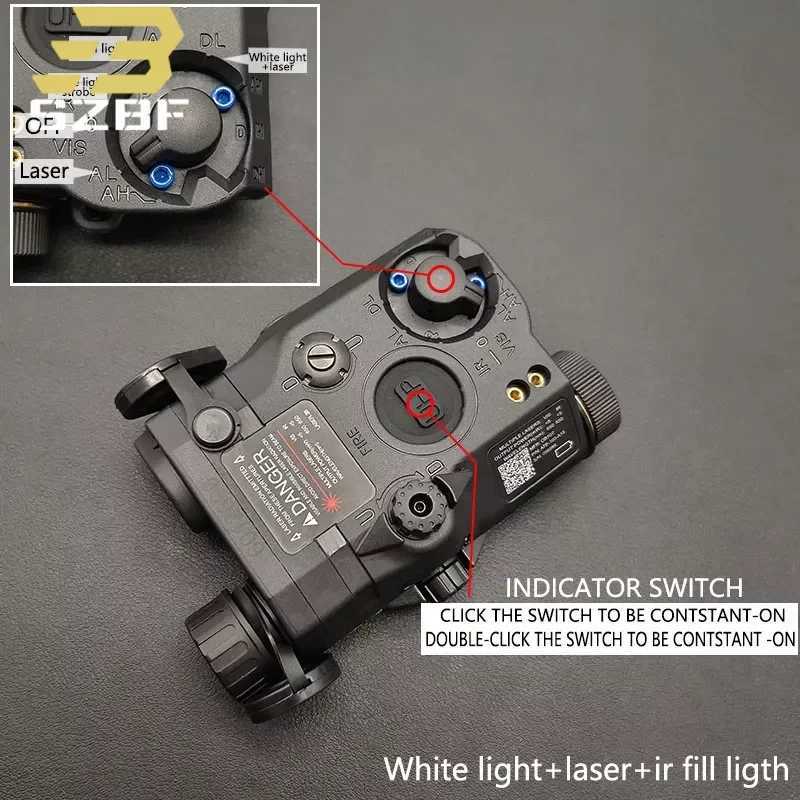 PEQ15 infrared fill light indicator white LED light red/green dual laser version suitable for 20mm rail outdoor tactical equipment hunting aiming CL24