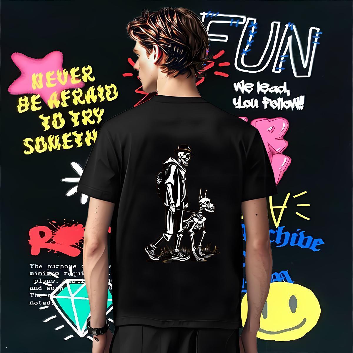 Soft T-Shirts for Men 230g Pure Cotton skull Sports Casual Oversized Round Neck Short Sleeve Mens Tshirts Classic Tops Tees