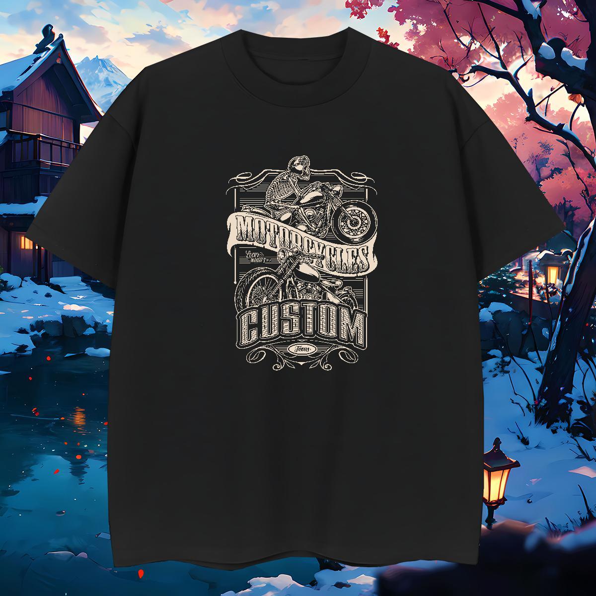 Comfortable T Shirts Men 230g Pure Cotton skull Beach Custom Printing Breathable Crew Neck Men Tops Tees Fashion Tshirts