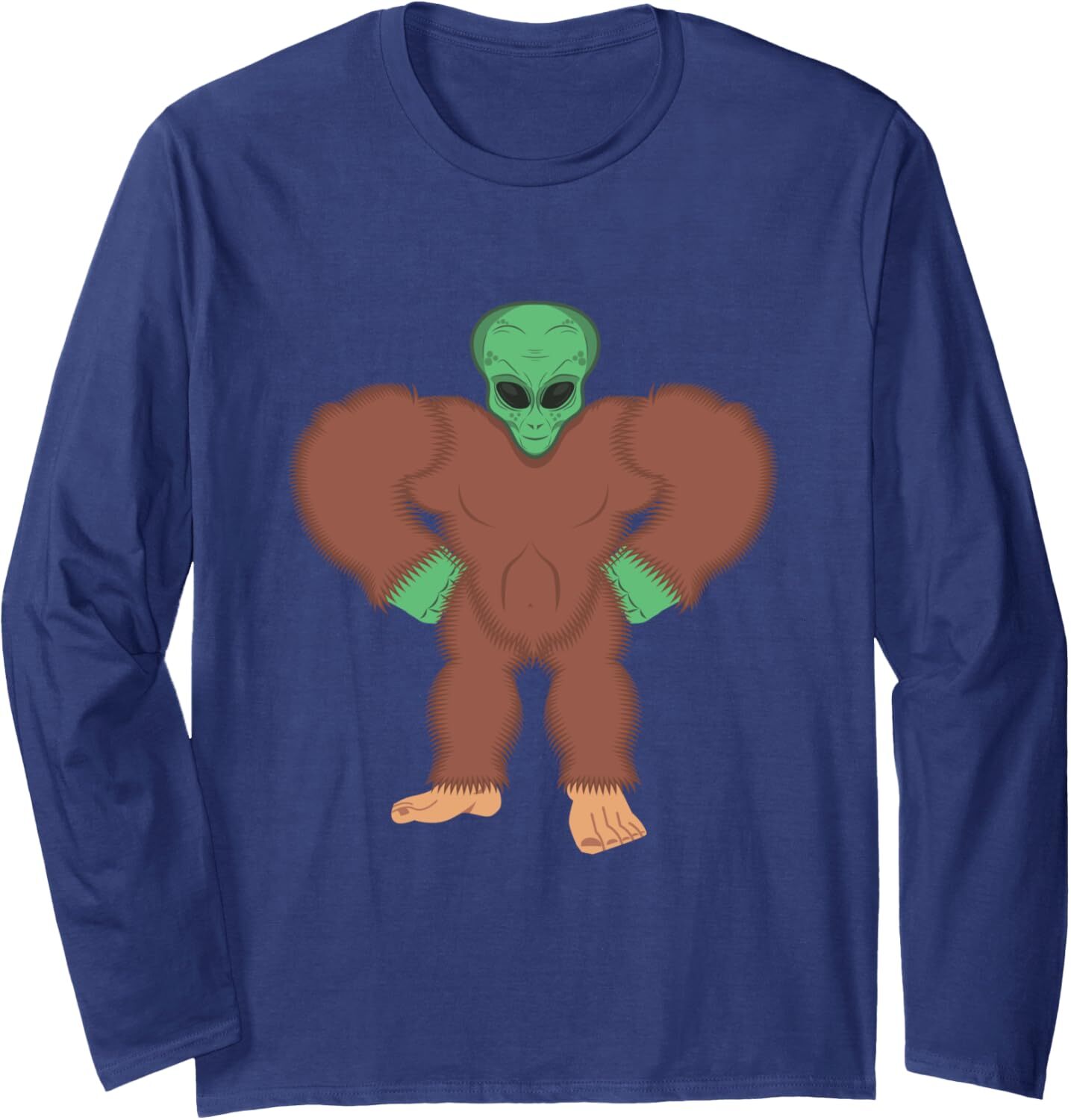 Long Sleeve Shirts for Men sweatshirt Funny Bigfoot Showing Muscles Green Alien Face Gift Long Sleeve Tee Streetwear Casual tops clothes