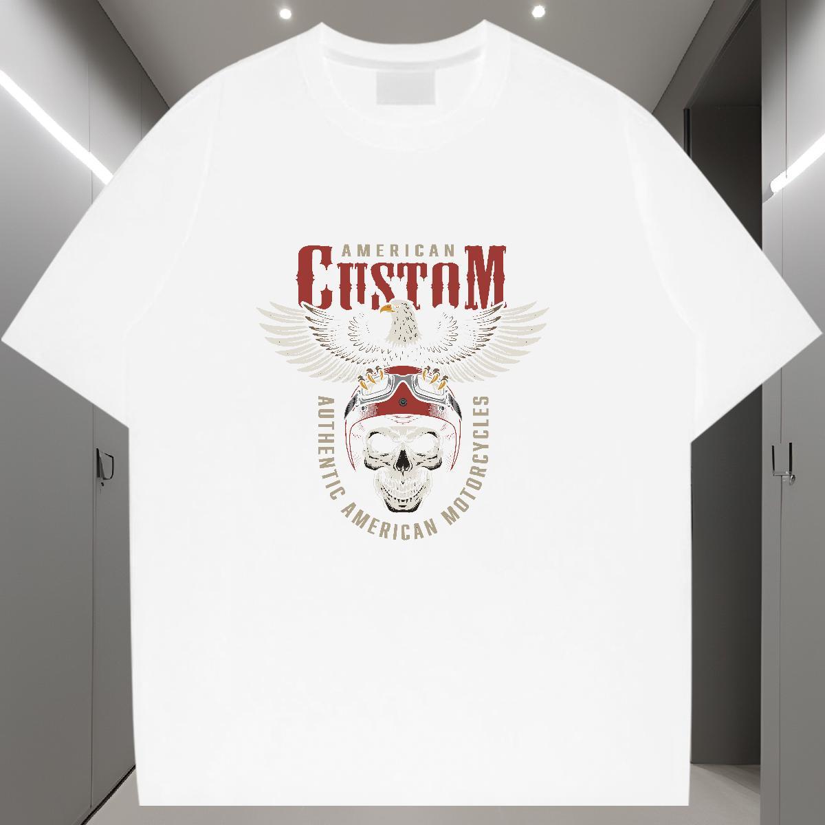 Cool Design T Shirts Men 100% Cotton 230g skull Casual Beach Oversized 3XL 4XL Breathable Crew Neck Men Tshirts Classic Tops Tees
