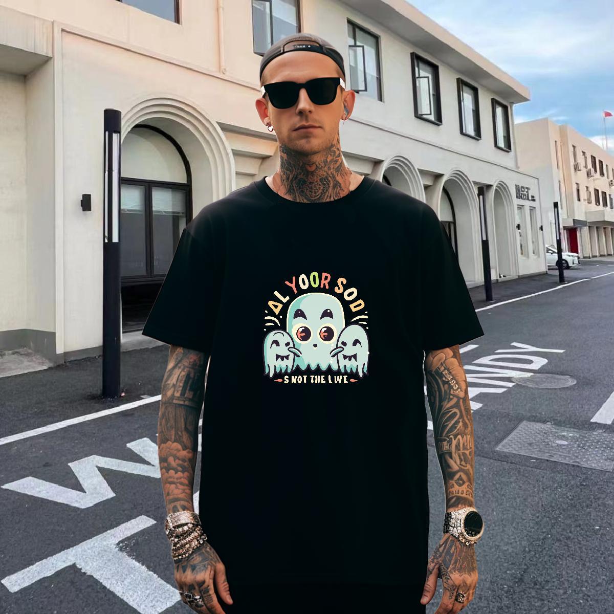 Cool Design T shirt 230g Pure Cotton skull Daily Outfit Custom Print Plus Size Breathable Crew Neck Men Tshirts Wholesale Clothes