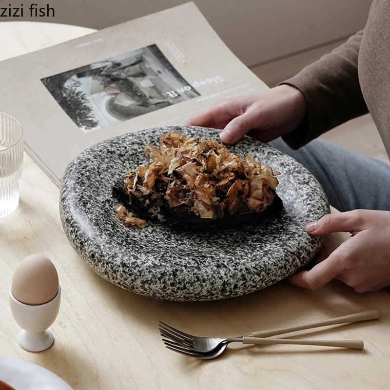 Irregular shaped ceramic pastry bread plate sushi steak creative home kitchen utensil snack service 240826