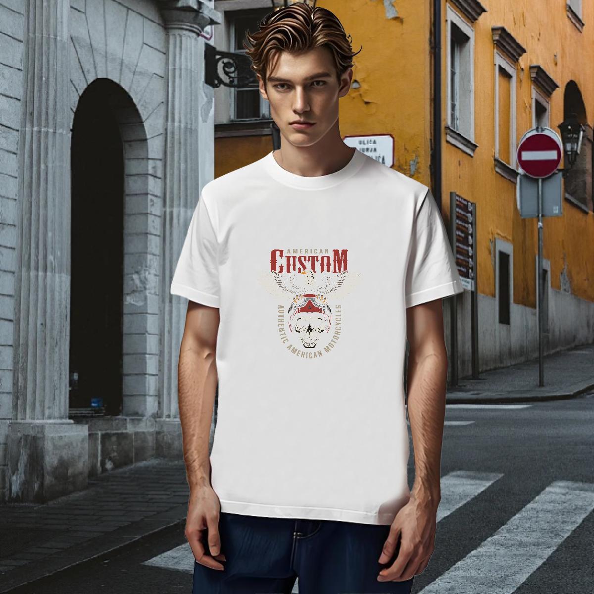 Cool Design T Shirts Men 100% Cotton 230g skull Hip Hop Street Anime Print Short Sleeve Soft Men Tees 2024 Clothings