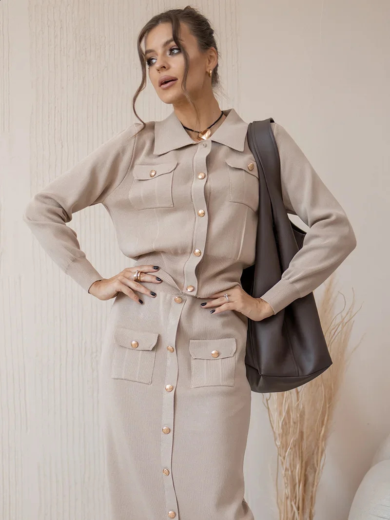 Elegant Knit Blazer Skirt Set Women Black White Brown 2 Piece Matching Set Autumn Winter Vintage Knitted Two Piece Women Sets 240826