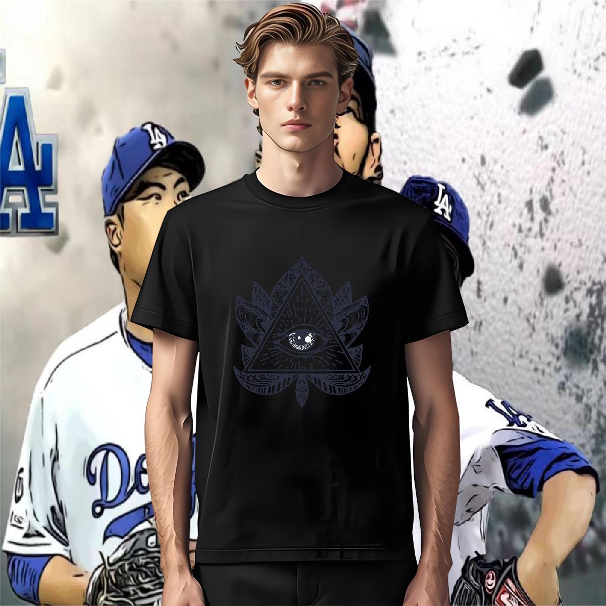 Wholesale T-Shirts 230g 100% Cotton eye of the devil Hip Hop Plus Size Cartoon O Neck Short Sleeves Mens Tshirts Fashion Tops Shirt