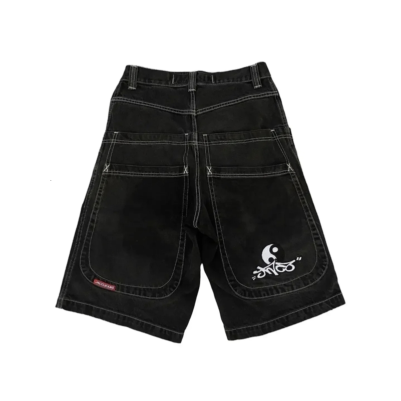 Streetwear 90s Denim Shorts Men Women Y2K Style Hip Hop Harajuku Pocket Casual Baggy Shorts Summer Gothic Shorts 240824