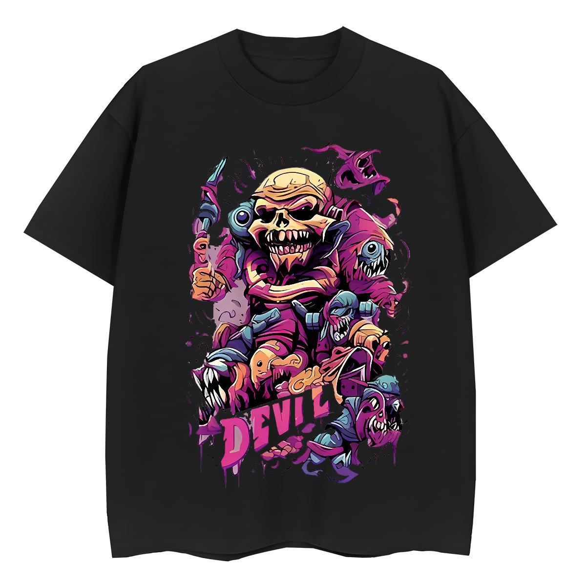 Brand Unisex Tshirts 100% Cotton 230g Terror Daily Outfit Womens T Shirts Breathable Cartoon Print Tee Shirt