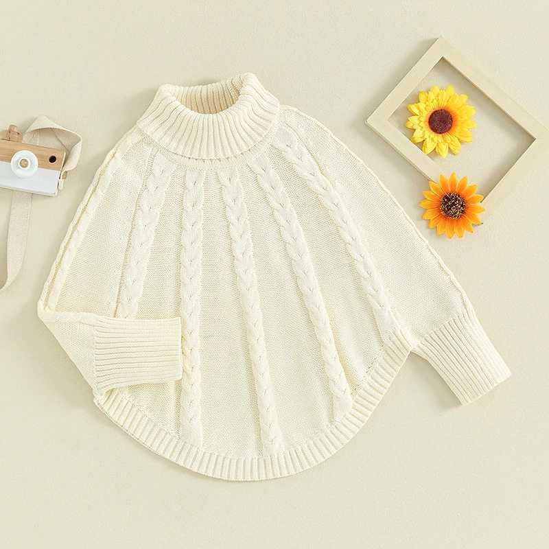 1-6Y Childrens Girls Solid Color Sweater 2023 Autumn Winter Baby Long Bat Sleeve Turtle Neck Knitted Sweater Clothing Childrens ClothingW240824