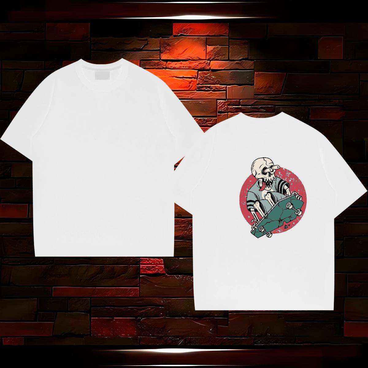 Wholesale T-Shirts for Men 230g 100% Cotton skull Sports Casual Anime Breathable Short Sleeve Men Tops Tees Custom Tees Shirts