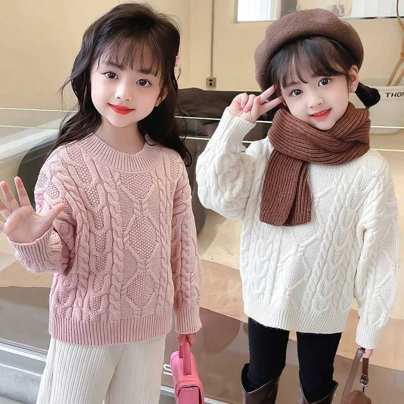 2023 Korean autumn and winter childrens knitted pullover sweater childrens sweater junior girls cut childrens sweaterW240824