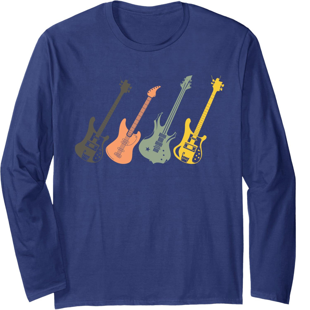Long Sleeve Shirts for Men sweatshirt Colored Guitars Electric Acoustic Music Funny Gift Long Sleeve T shirt Tee Streetwear Casual tops clothes