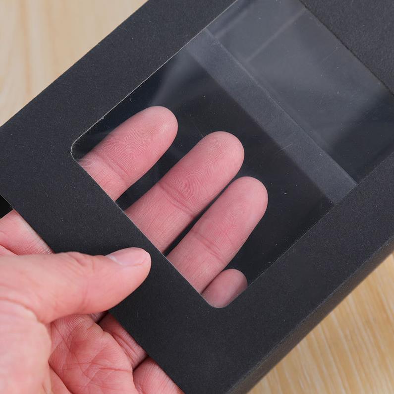 100Pcs Black Cardboard Boxes Drawer Slide Packaging Box With PVC Clear Window DIY Gift Box Wholesale ni49