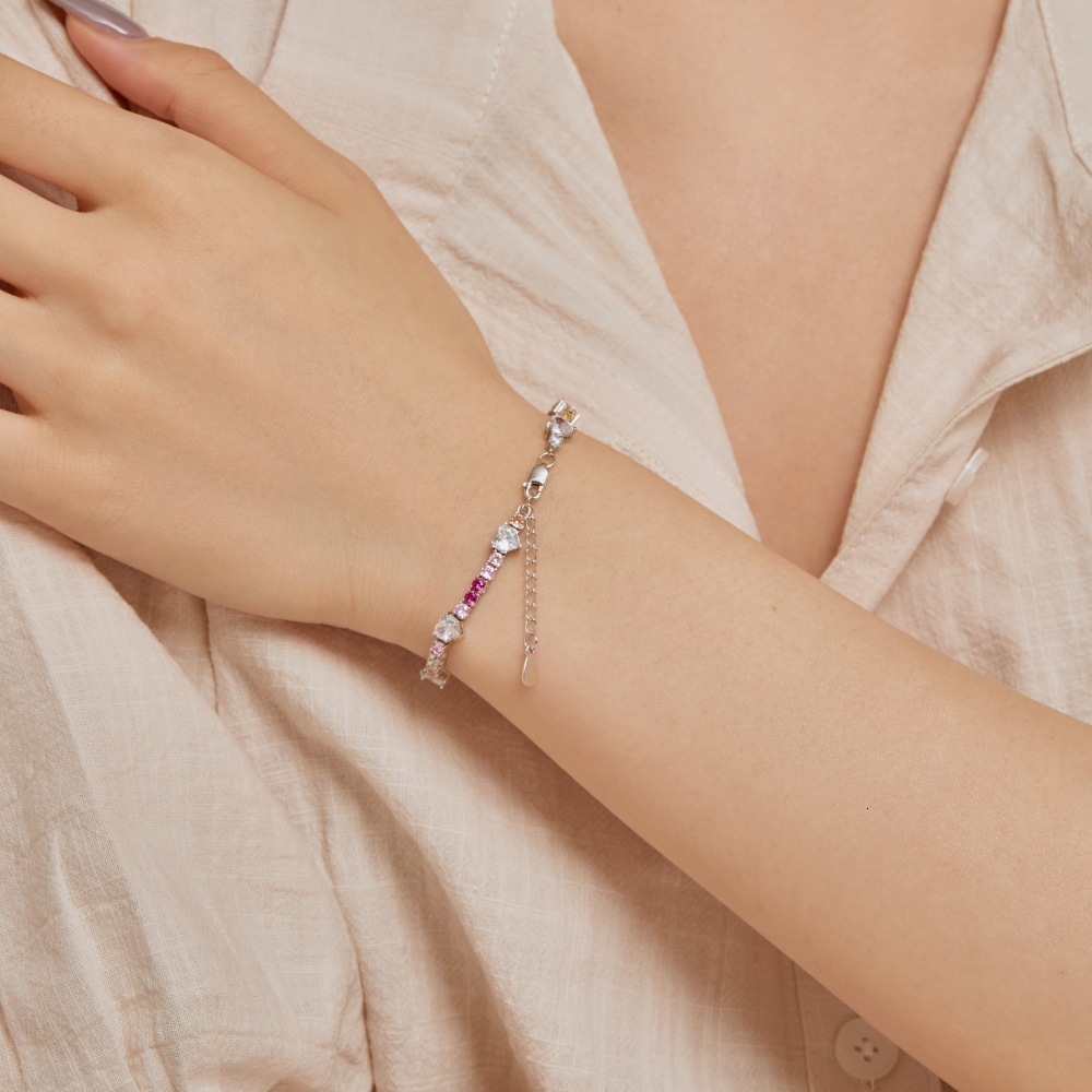 Japanese and Korean New S Pure Sier Bracelet High grade Love Diamond Zircon Inlaid Fashion Versatile Women's Handicraft