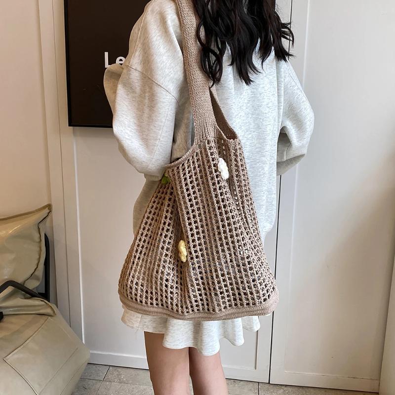 Shoulder Bags Women Knitted Crochet Large Capacity Woven Hobo With wer Decor Casual New Beach Simple Summer