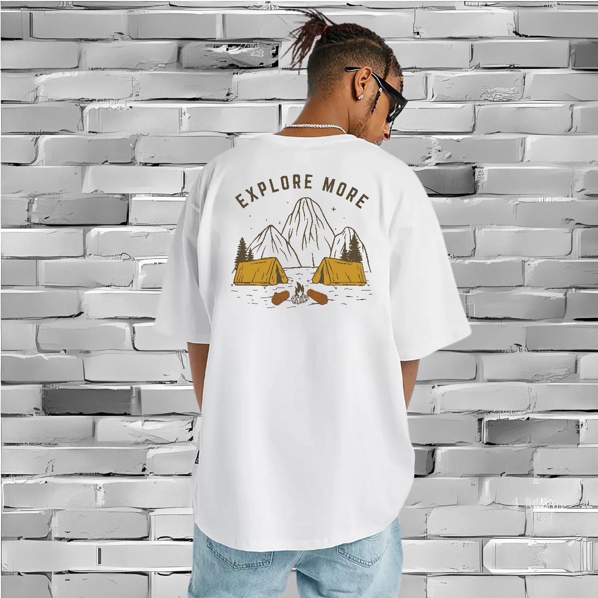 Loose Fit Mens T Shirts 230g Cotton mountains Hip Hop Black Oversized Breathable Crew Neck Men Tshirts Fashion New Tees