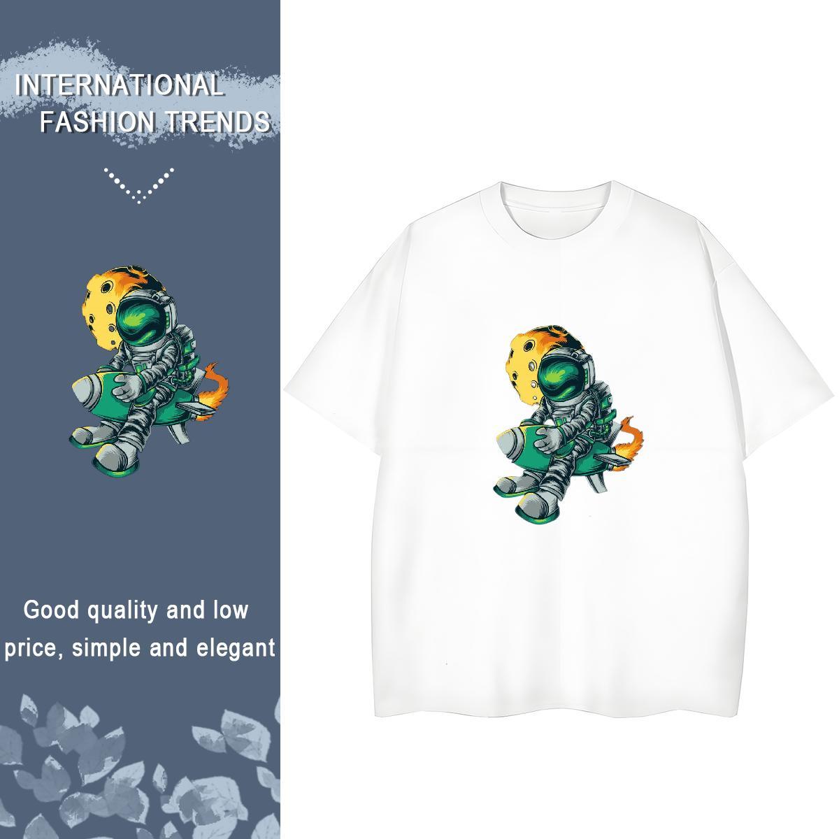 Unisex Tshirt for Man Woman 230g 100% Cotton universe Sports Casual Womens T Shirts Crew Neck Floral Print Polos