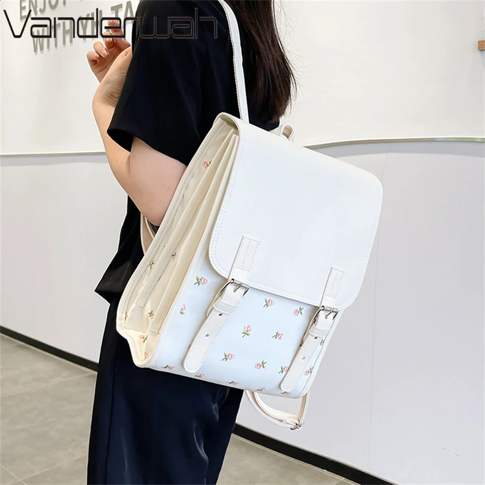 Womens Cute Flower Backpack Fashion Backpack Korean Rucksack Mochilas Kawaii Summer Style Backpack 240912