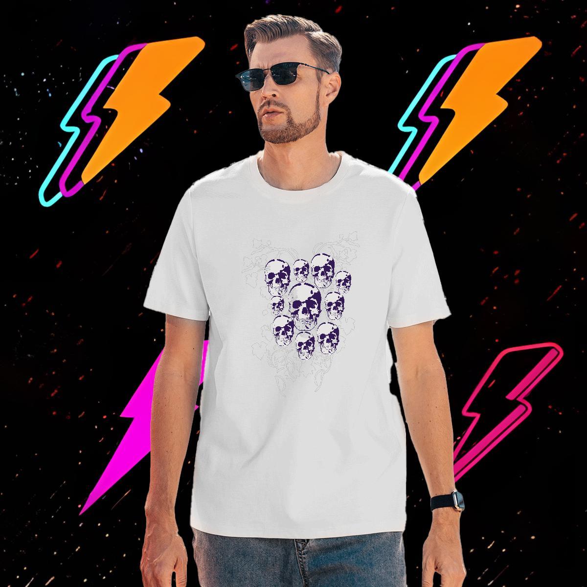 Loose Fit T Shirts Men 100% Cotton 230g skull Sports Casual Asian Size Round Neck Short Sleeve Mens Tshirts Customized Wear