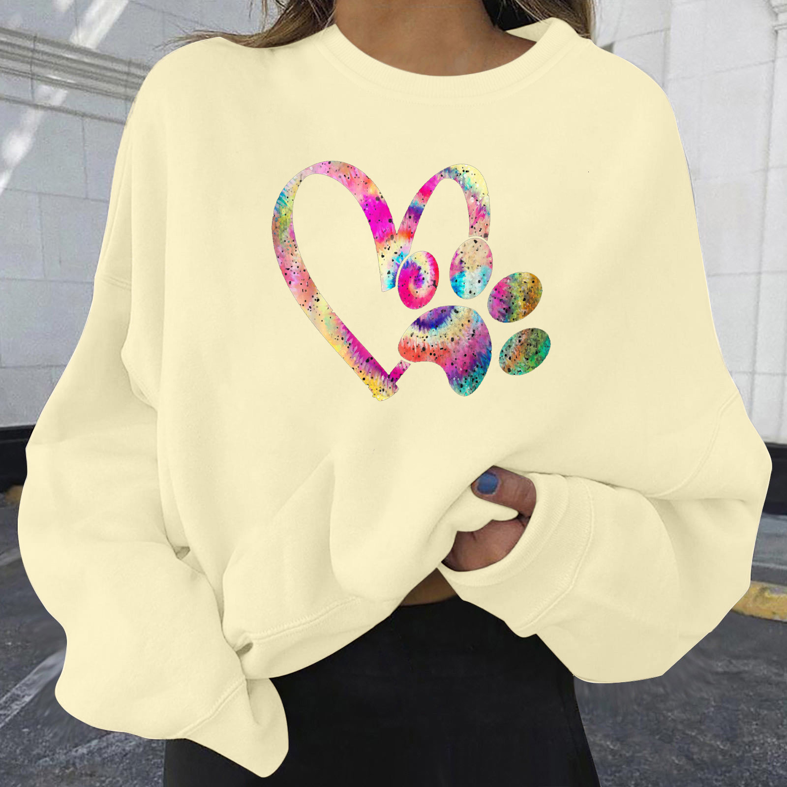 New Love Series Printed Hoodie Loose Large Size for Women dongdumaoyi