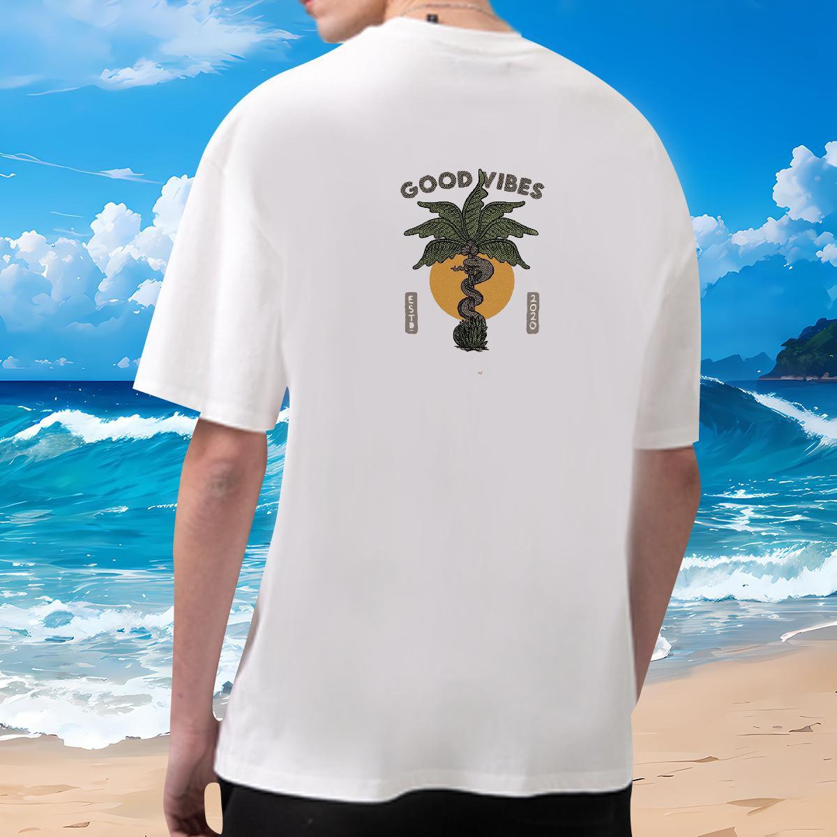Cool Design T Shirts Men 230g Cotton tree Summer Casual Black Oversized Breathable Short Sleeve Tshirt for Man Woman Fashion Casual Clothings