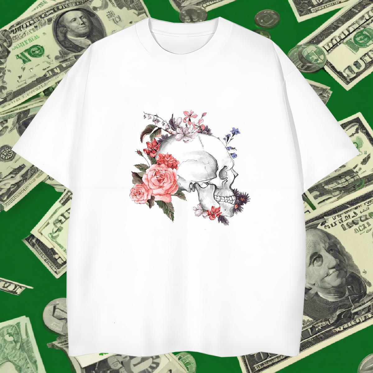Designer Men T Shirts 230g Cotton flower Outdoor DIY Printed Crew Neck Couples T Shirts Fashion Tops Shirt