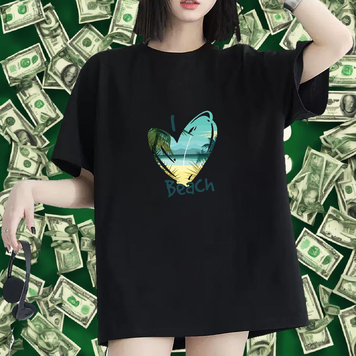 Popular Lady T shirt 230g Cotton icon Sports Street Wear T-Shirts Breathable Soft Oversized Tops Shirt