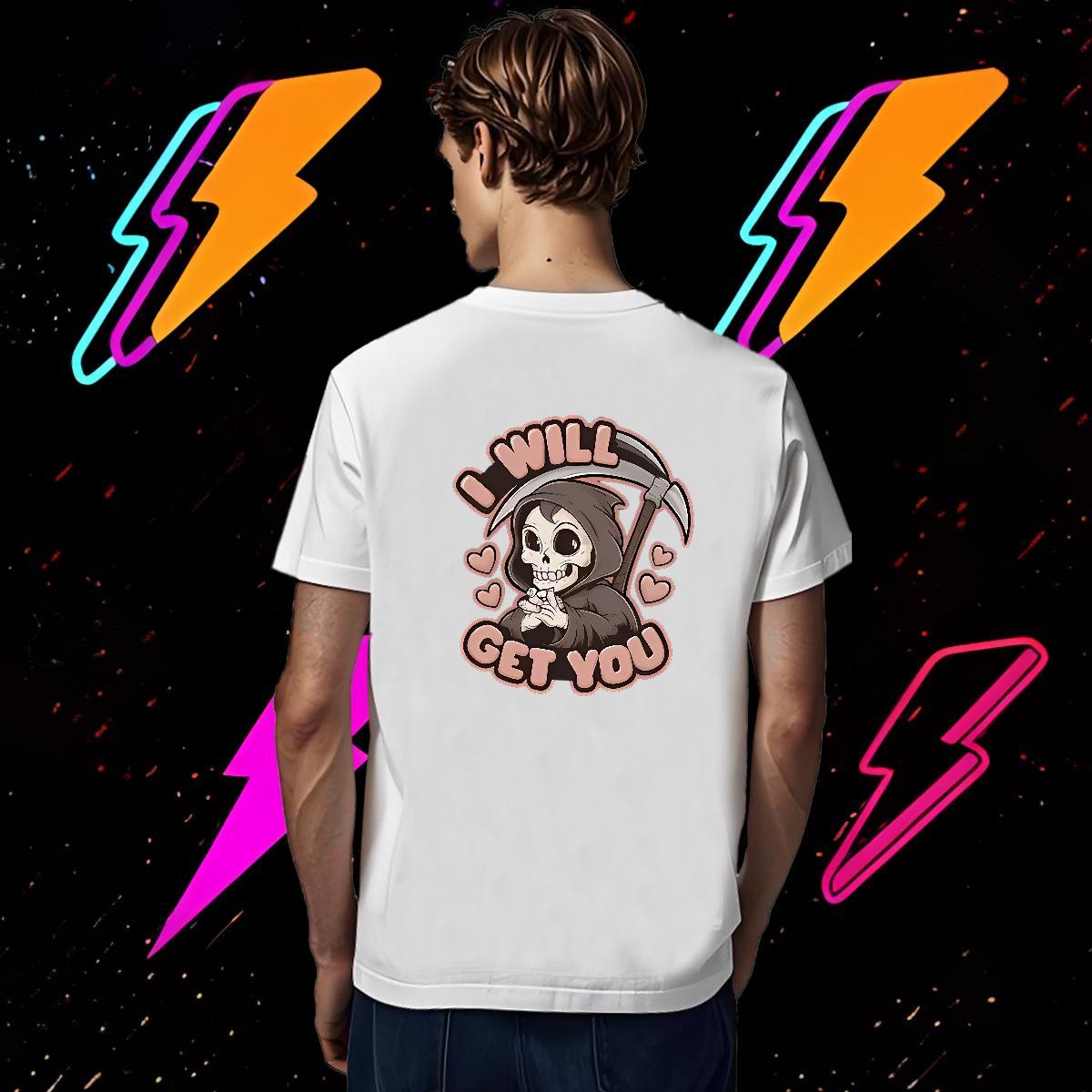 Brand T Shirts Men 230g Cotton skull High Street Hip Hop Plus Size Cartoon Round Neck Short Sleeve Couples T Shirts DIY Tee Shirt