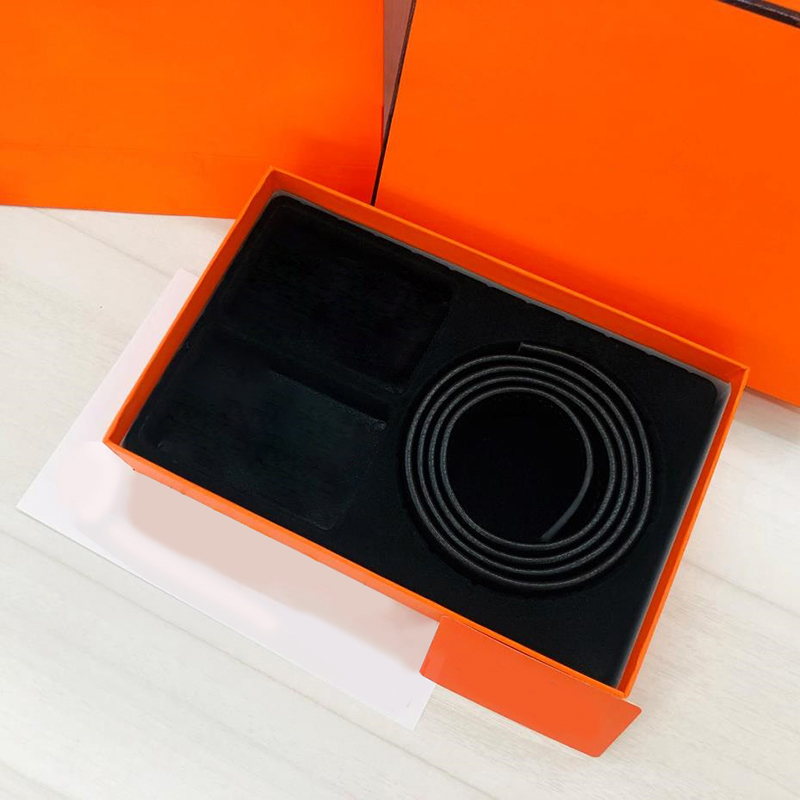 mens belts set designer belt for man women belt fashion 2 metal automatic buckle smooth buckle woman belts black genuine leather with gift box